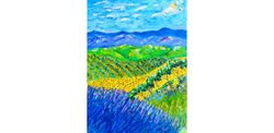 Tuscany Painting Italy Original Art impasto oil painting lavender flowers field landscape artwork canvas floral canvas