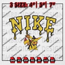 Nike Cute Witch Pikachu Emb files, Spooky Halloween Embroidery, Pokemon Machine Embroidery Files, Digital Download