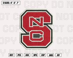 NC State Wolfpack Embroidery Designs, NCAA Logo Embroidery Files, Machine Embroidery Pattern
