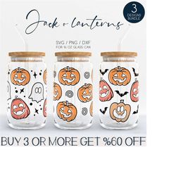 Halloween Libbey Glass SVG Bundle, Pumpkin 16oz Beer Can Wrap Svg Png Dxf, Ghost Coffe Cup Svg, Boo Tumbler Wrap Svg Fil