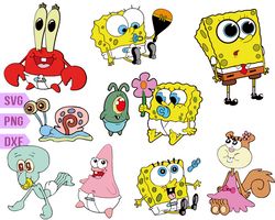 Baby SpongeBob svg Bundle, Sandy Cheeks svg, Plankton svg, Squidward svg, Garry svg, Patrick Star Svg, MrCrabs