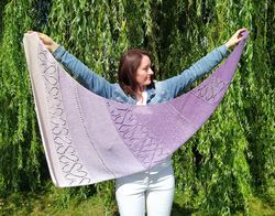 Knit shawl patterns triangle for women Heart lace shawl Asymmetrical crescent knit shawl wrap pattern Lightweight shawl