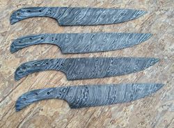 damascus steel knife custom handmade - lot of 04 damascus steel chef knives blank blades kitchen knives