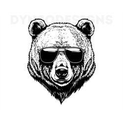 grizzly bear with sunglasses , grizzly bear svg , summer t-shirt designs