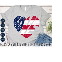 American Flag SVG, Love Heart SVG, 4th of July SVG, Funny Patriotic Shirt Svg, Png, Svg Files For Cricut, Sublimation De