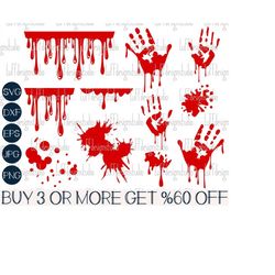 Blood Splatter SVG, Halloween SVG, Bloody Handprint Drips SVG, Serial Killer, Horror, Png, Files For Cricut, Sublimation