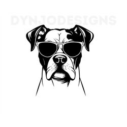 Dog With Sunglasses, Dog Svg, Boxer Svg, Boxer Clipart, Boxer Png, Boxer Head, Boxer Cut Files For Cricut , Summer Svg