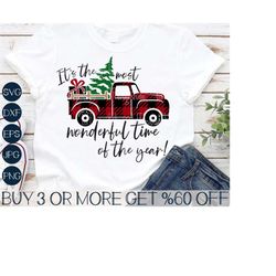 Christmas SVG, It's The Most Wonderful Time Of The Year SVG, Red Truck SVG, Buffalo Plaid, Tree, Png, Cricut, Sublimatio