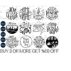 Christmas Ornament SVG Bundle, Merry Christmas, Hand Lettered, Glowforge, Keychain, Png, Svg Files For Cricut, Sublimati