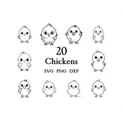 Chicken Svg Bundle , Chicken Svg , Cut Files for Cricut And Laser Engraving , 20 Svg, Png, and Dxf Files Combined in One