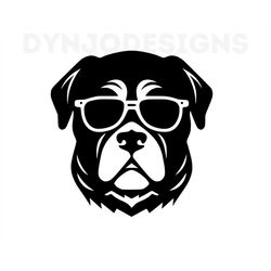 Dog With Sunglasses, Dog Svg, Rottweiler Svg, Rottweiler Clipart, Rottweiler Png, Rottweiler Head, Rottweiler Files For