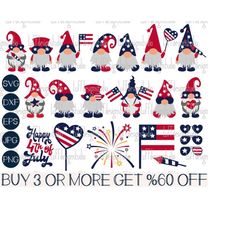 4th of July SVG Bundle, Patriotic Gnomes SVG, Fourth of July PNG, Firework Svg, Clipart, Dxf, File For Cricut, Sublimati