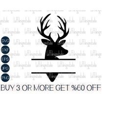 Deer SVG, Split Deer Head SVG, Buck SVG, Hunting Shirt Svg, Frame, Popular,  Png, Dxf, Svg Files For Cricut, Sublimation