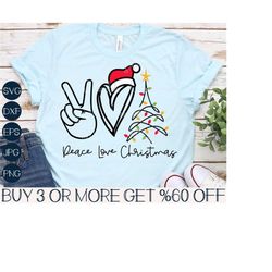 Peace Love Christmas SVG, Funny Christmas Shirt SVG, Christmas Tree SVG, Popular Png, Svg Files For Cricut, Sublimation
