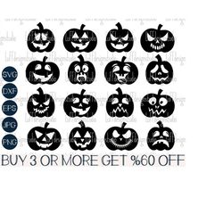 Jack O Lantern SVG Bundle, Funny Pumpkin SVG, Pumpkin Face SVG, Halloween Svg, Spooky Png, Files for Cricut, Sublimation