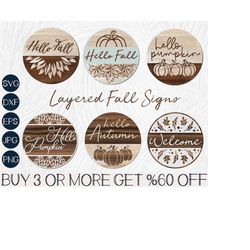 Hello Fall SVG, Welcome Fall Sign SVG, Hello Pumpkin SVG, Fall Round Door Sign Svg, Png, Svg Files for Cricut, Sublimati