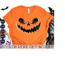 Scary Pumpkin Face SVG, Jack O Lantern SVG, Boys Halloween SVG, Spooky Svg, Pumpkin Svg, Png, File For Cricut, Sublimati