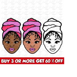 Black Woman SVG, Black History SVG, Head Wrap Afro Woman SVG, Black Girl Magic Svg, Png, Svg Files For Cricut, Sublimati