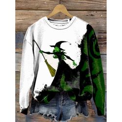 womens halloween witch print casual sweater, halloween witch shirt, halloween gift for witches, witchy things shirt, spo