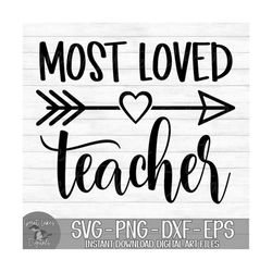 Most Loved Teacher - Instant Digital Download - svg, png, dxf, and eps files included! Teacher Appreciation, Teacher Gif