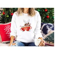 Reindeer Coffee Shirt, Christmas Gathering Tshirt, Family Christmas Tshirt, Xmas Gift, Merry Christmas, Christmas Crew T