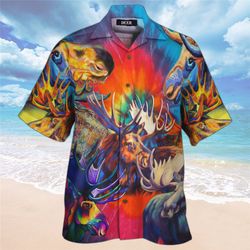 Deer Hunting Colorful 3D All Over Printed Hawaiian Shirt And Short