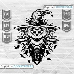 Scarecrow svg | Happy Halloween Shirt png | Scary Skull Clipart | Creepy Crew Stencil | Haunted House Cut File | Horror