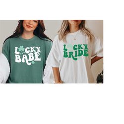 Comfort Colors Tee, Bachelorette Party Shirts, Lucky Bride, Lucky Babe T-Shirt, Retro Tee ,Bridal Party Shirts, St Patty