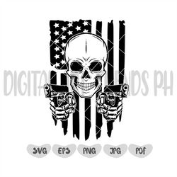 US Skull with Guns Svg | Skull SVG | Skull Clipart | skeleton SVG | Skull Cut Files For Silhouette | Files for Cricut |