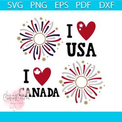 I love usa I love canada svg, independence day svg, 4th of july svg, love usa svg, love canada svg, patriotic svg, ameri
