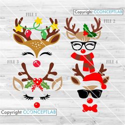 4 Cute Christmas Reindeer svg | Reindeer Bundle svg | Christmas Bundle svg | Reindeer Clipart | Reindeer png | Christmas