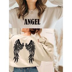 Angel wings sweatshirt,back and front design sweatshirt,angel sweatshirt,gift for her, gift for mom, crewneck sweatshirt