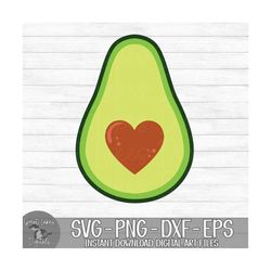 Avocado with Heart - Instant Digital Download - svg, png, dxf, and eps files included! Fruit, Citrus