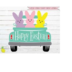 Easter SVG, Truck Easter Bunny svg  Farmhouse svg Country svg Spring svg Happy Easter svg Files for Cricut Downloads Sil