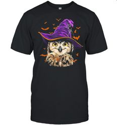 owl wearing magic halloween hat shirt