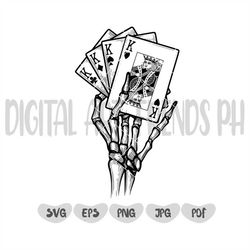 Skeleton hand with four kings svg, Four Kings SVG, Skeleton Cards Svg, Playing Cards Svg, Skeleton Poker Svg, Poker Svg,
