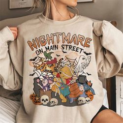 vintage nightmare on main street winnie the pooh shirt, pooh friends halloween shirt, pooh bear halloween, halloween par
