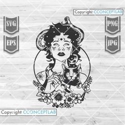 Floral Witch svg | Snake Head svg | Gothic svg | Halloween svg | Witch Clipart | Witch Cutfile | Sugar Skull svg | Hallo