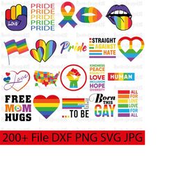 200 LGBT png Bundle, Gay Pride Files dxf Bundle, Lesbian Svg, LGBT Rainbow Shirt, LGBT Quotes T-shirt,Queer jpg, Gay Fre