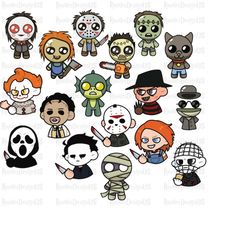 Horror Characters cute 80 File Clipart Png, Horror Movie Killers Png, svg-png-jpg-eps, Ghostface, Horror Halloween Png