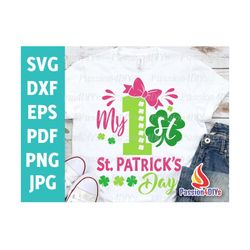My 1st St. Patrick's Day Svg, St. Patrick's Day Girl Svg, Lucky, Kids Svg, Baby Cut File, Dxf, Eps, Png, Newborn Clipart