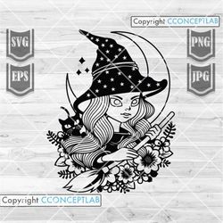 Cute Witch svg | Baby Witch svg | Witch svg | Halloween svg | Halloween png | Witch png | Witch Clipart | Witch Cutfile