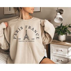Paris france sweatshirt,travel to france shirt, eiffel tower sweatshirt,collegiate text,france sweatshirt,paris fr crewn