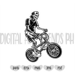 Skeleton Riding Bicycle SVG | Cycling SVG | Bike SVG | Bmx Athlete Biking | Cutting File Clipart Vector Digital Psd Png