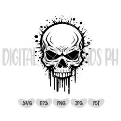 Dripping Skull Svg | Skeleton SVG | Human Skull Svg | Gothic Skull Svg | Skull tshirt Svg | Svg Files for Cricut and Sil