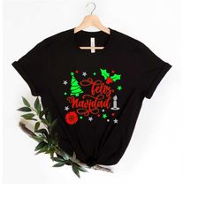 Feliz Navidad Long Sleeves Shirt, Spanish Merry Christmas Shirt, Christmas tree lights shirt, Family Matching, Cute fami