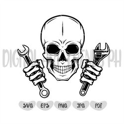 Skull Mechanic Svg | Mechanic Logo | Patriotic Skull Svg | Skull Mechanic Svg | Wrenches Svg | Skull Svg | Mechanic Skul