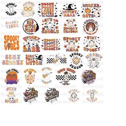 Retro Halloween png bundle Trick or Treat Ghosts Spooky mama Season Creep Boo momster Ghouls Western Groovy Fall Howdy P