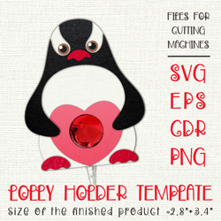 Penguin | Lollipop Holder | Valentine Paper Craft Template SVG
