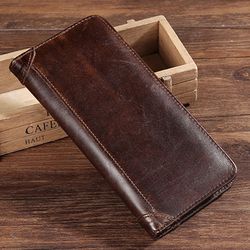 Cowhide Wallet Retro Waxed Cowhide Leather Wallet Coin Multi-card Wallet